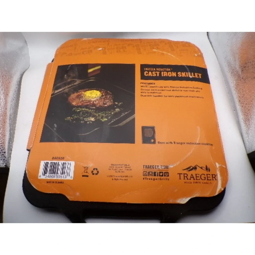 Traeger Induction Cast Iron Skillet BAC620 Black Square‎ Dual Handle 11.5in NEW